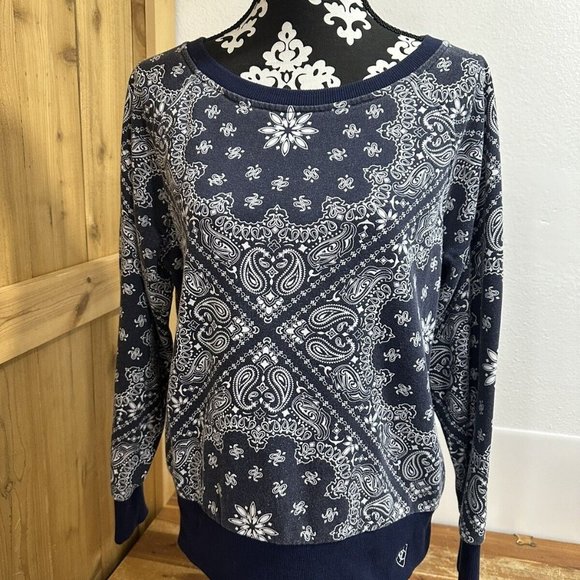 Ariat Sweaters - Ariat REAL Long Sleeve Blue Paisley Sweater Women’s L